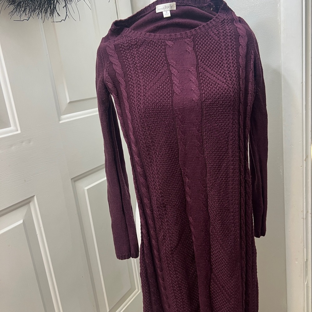 Charming Charlie Long Sleeve Knit Dress - Burgundy